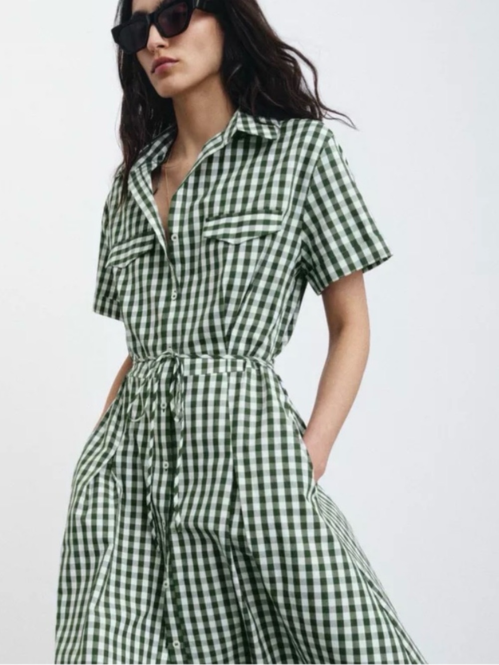 Zara GINGHAM CHECK SHIRT DRESS ZW COLLECTION